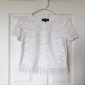 Lace Cropped top with fringe size XS